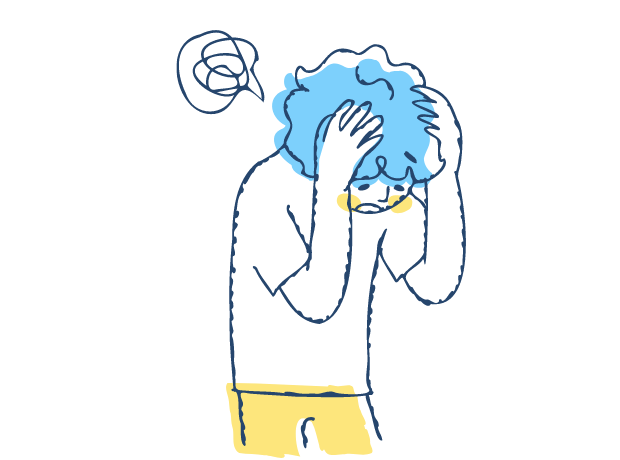 頭を抱えた男性のイラスト